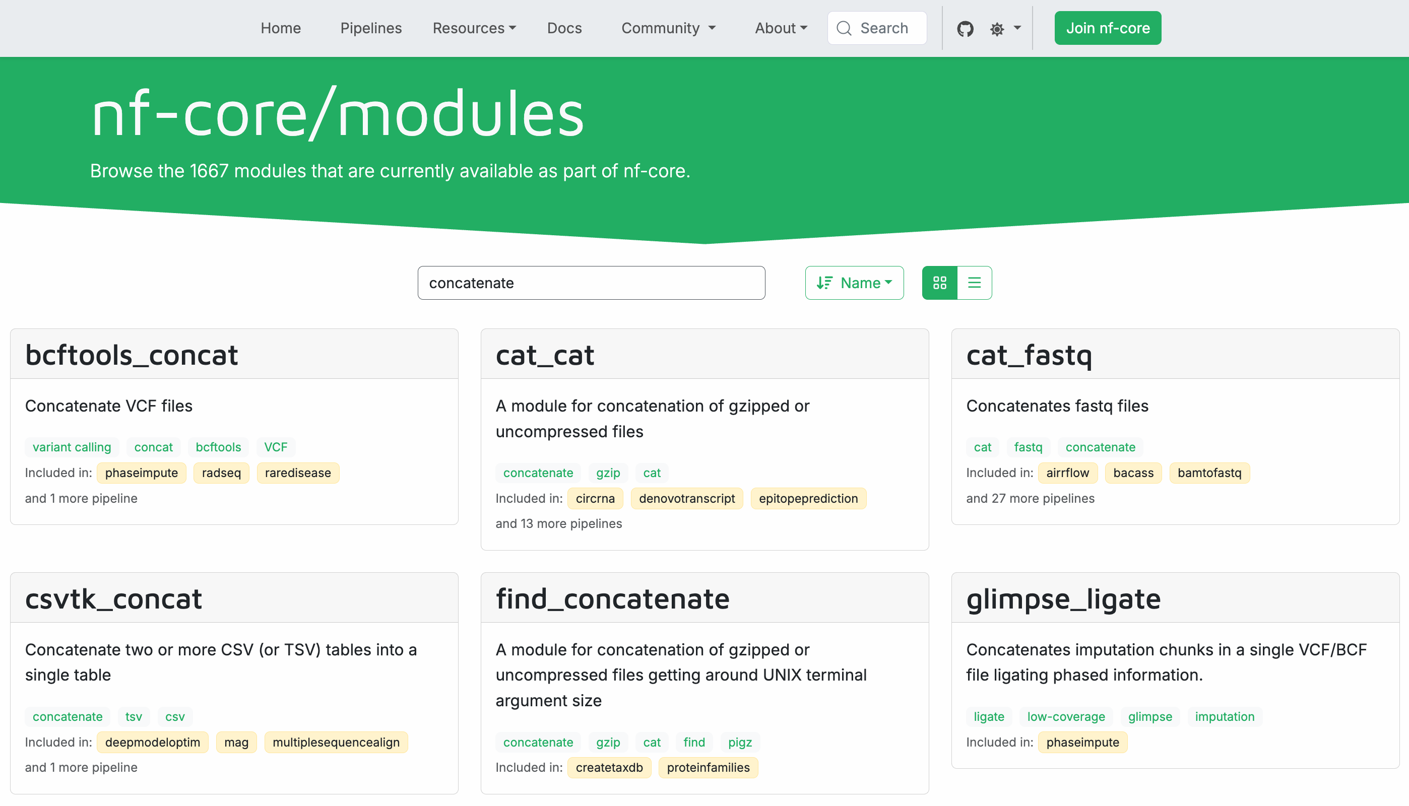 module search results