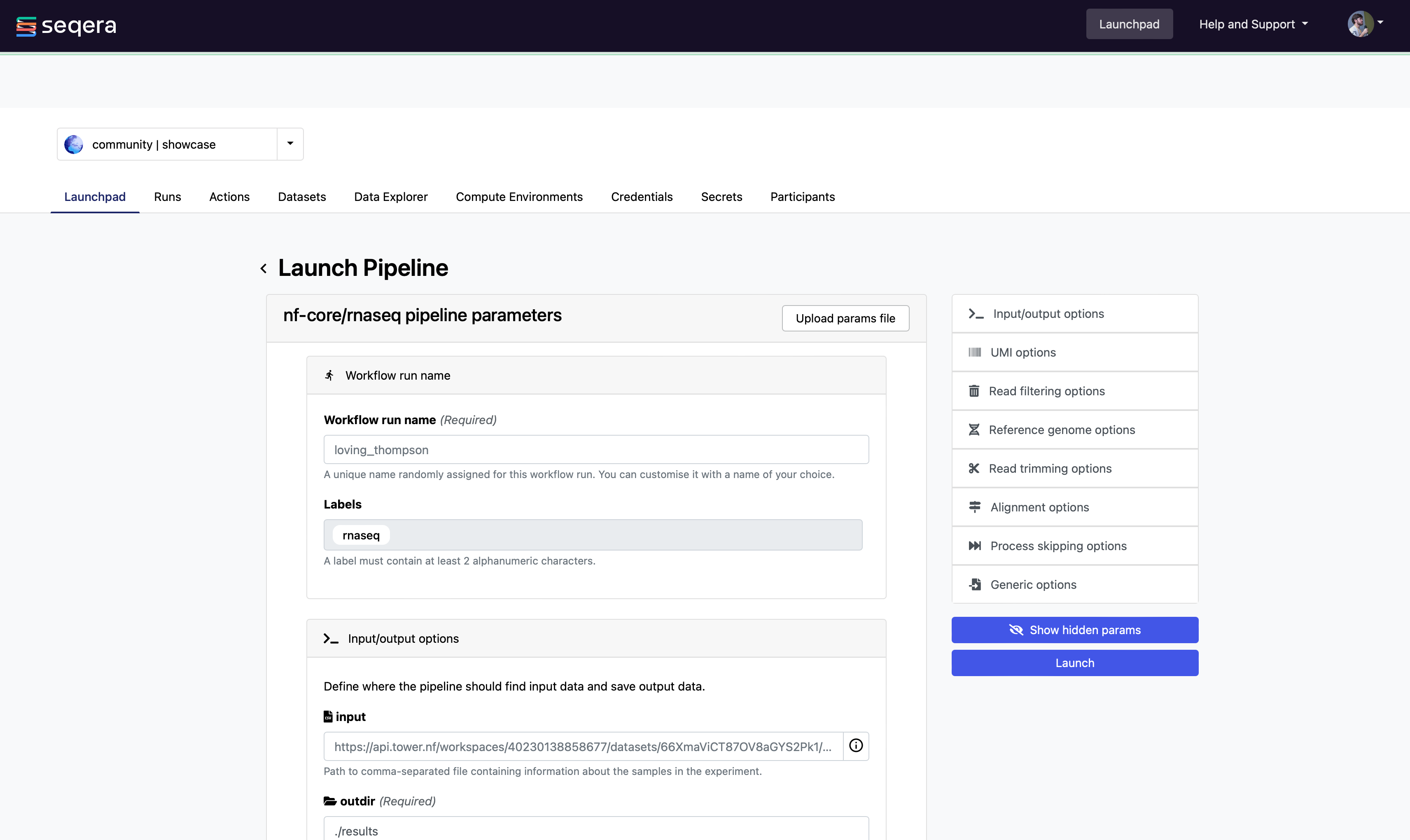 Pipeline parameters