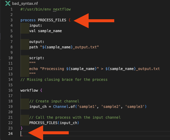 Bad syntax