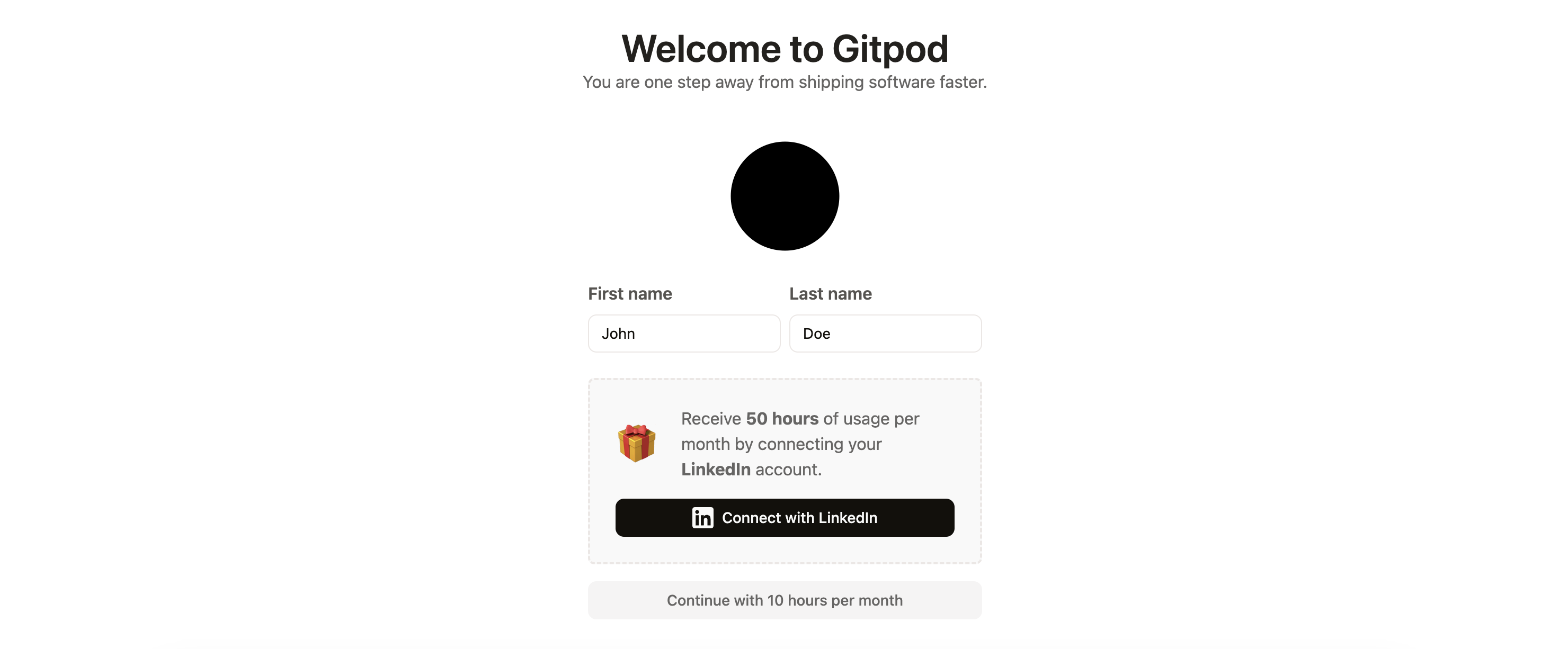 Gitpod log in one step