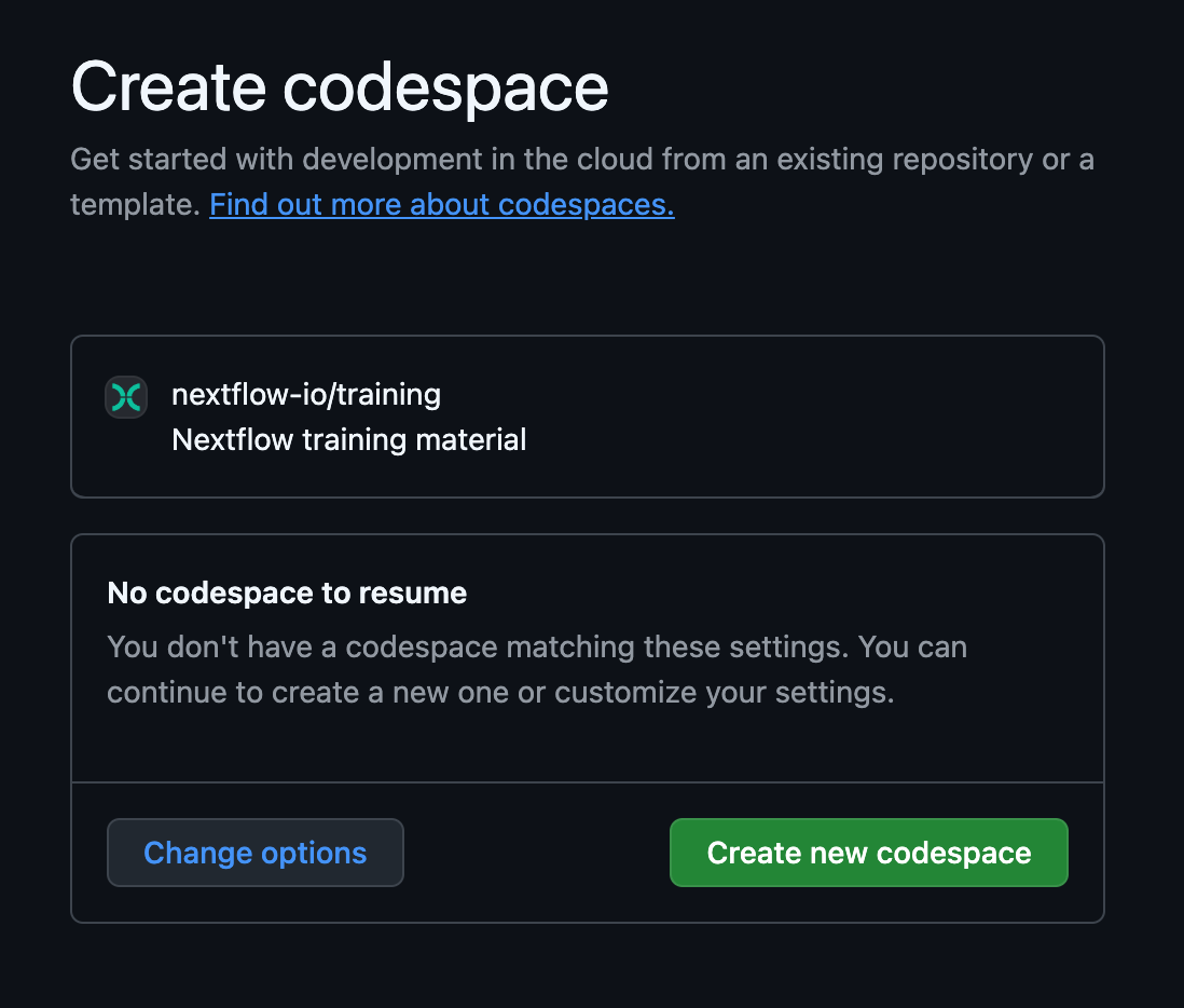 GitHub Codespaces - training.nextflow.io