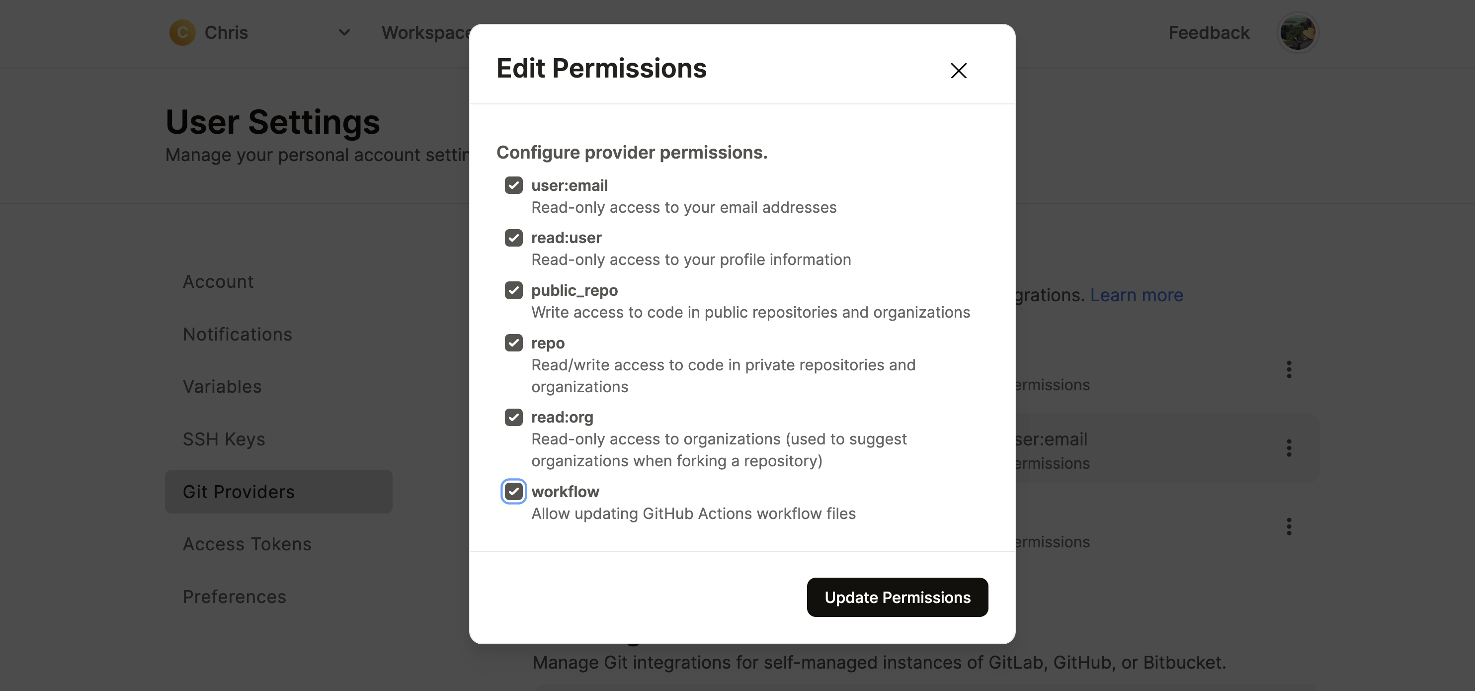 GitHub permissions